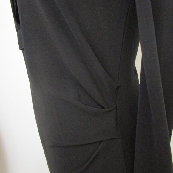 Button Down Long Dress Minimalist Black Viscose Knit - Picture 4 of 12